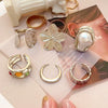 Wholesale Ring Set Alloy Imitation Pearl Flower Baroque Retro Electroplated For Women