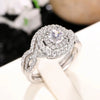 Wholesale Ring Set Copper Geometric Light Luxury Style Inlaid Zircon