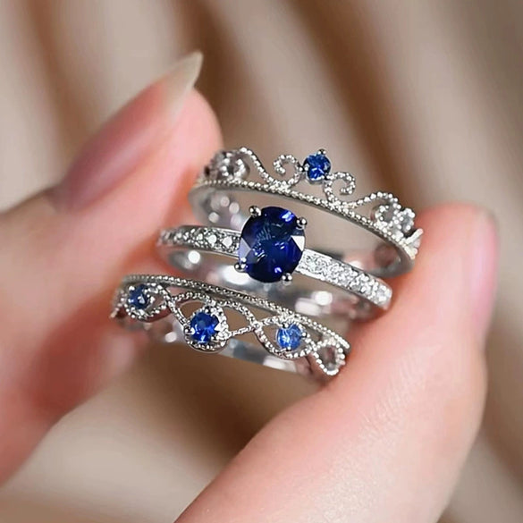 Wholesale Ring Set Copper Zirconia Geometric Light Luxury Style