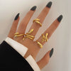 Wholesale Ring Set Retro Style Alloy Heart Shape Black Drip Glaze Zircon Electroplating