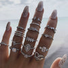 Wholesale Ring Set Retro Style Alloy Heart Shape Black Drip Glaze Zircon Electroplating