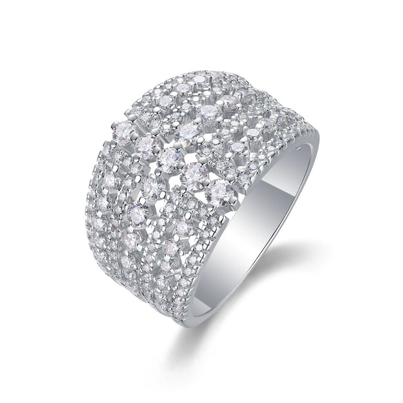 Wholesale Ring 925 Silver Geometric Fashion Style Set With Diamonds For Women