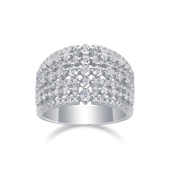 Wholesale Ring 925 Silver Geometric Fashion Style Set With Diamonds For Women
