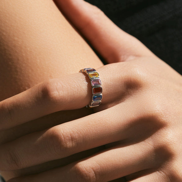 Wholesale Ring 925 Silver Geometric Style Set With Diamonds For Women