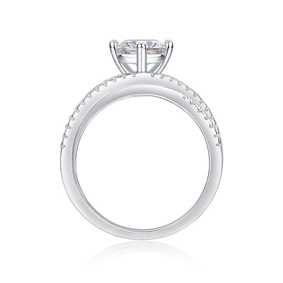 Wholesale Ring Silver S925 Geometric Moissanite Luxury Inlaid