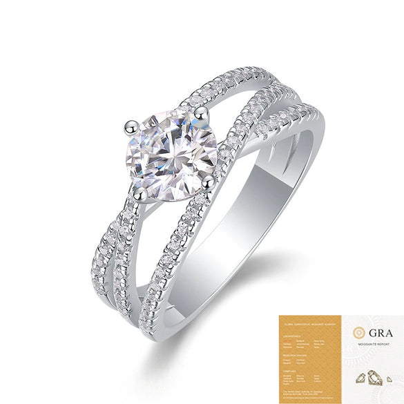 Wholesale Ring Silver S925 Geometric Moissanite Luxury Inlaid