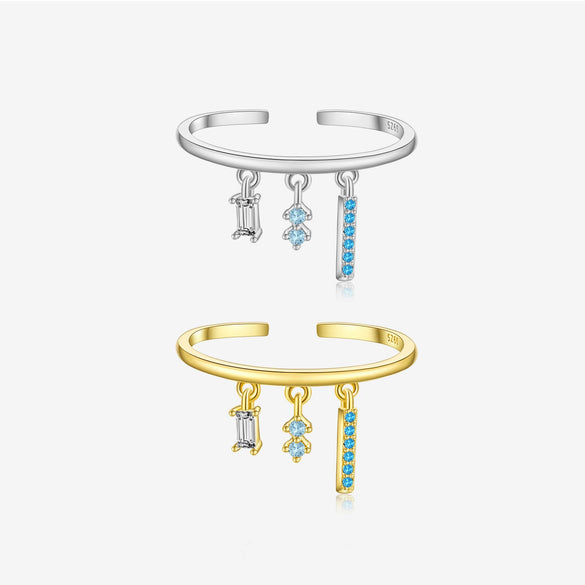 Wholesale Ring Silver Zircon Pendant Geometric Style Electroplated