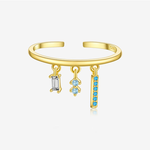 Wholesale Ring Silver Zircon Pendant Geometric Style Electroplated