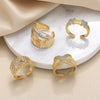 Wholesale Ring Simple Fashion Geometric Copper Gold Plated Inlaid Zircon Two Color Women's
