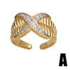 Wholesale Ring Simple Fashion Geometric Copper Gold Plated Inlaid Zircon Two Color Women's