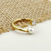 Wholesale Ring Square Zircon Pearl Double Headed Open Titanium Steel French Retro Electroplated