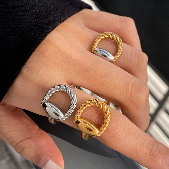 Wholesale Ring Stainless Steel Animals Zodiac Horseshoe Electroplated Trend Jewelry