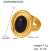 Wholesale Ring Stainless Steel Black Agate Geometric Light Luxury Electroplating