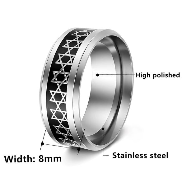 Wholesale Ring Stainless Steel Cut Out Sixpointed Star Fivepointed Star Dripping Oil Unisex Retro Simple Accessories