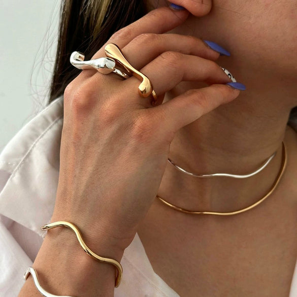 Wholesale Ring Stainless Steel Drop Shape Electroplated Luxury Style