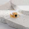 Wholesale Ring Stainless Steel Embossed Real Gold Plated Natural Stone Open Fashion Geometric