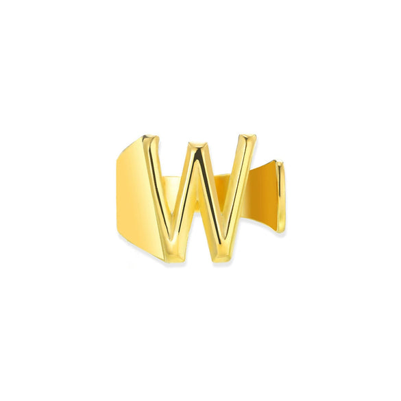 Wholesale Ring Stainless Steel English Letter Retro Ins Style Electroplated