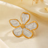 Wholesale Ring Stainless Steel Flower Black And White Enamel Electroplated For Women Retro Style