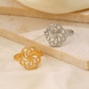Wholesale Ring Stainless Steel Flower Pattern Electroplated For Women