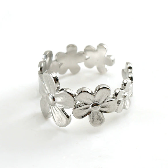 Wholesale Ring 316L Stainless Steel Flower Style Electroplated For Women