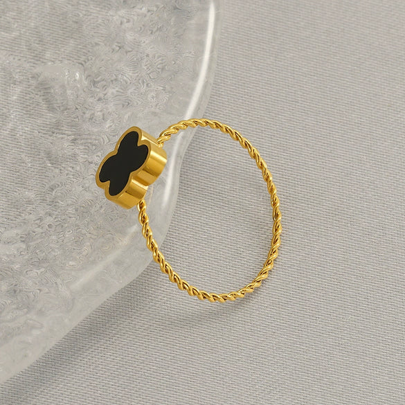 Wholesale Ring Stainless Steel Four Leaf Clover Electroplated Simple Light Luxury Style