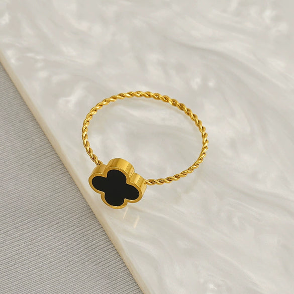 Wholesale Ring Stainless Steel Four Leaf Clover Electroplated Simple Light Luxury Style