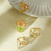 Wholesale Ring Stainless Steel Fresh Oil Dripping Flower Geometric Light Luxury Retro Styling Electroplating For Women