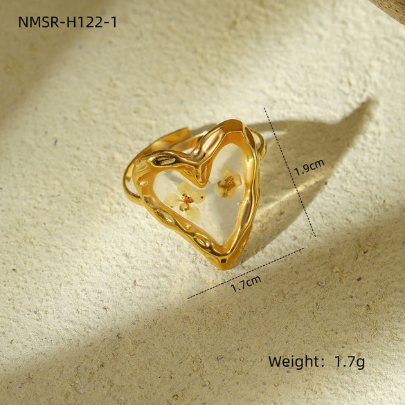 Wholesale Ring Stainless Steel Fresh Oil Dripping Flower Geometric Light Luxury Retro Styling Electroplating For Women