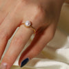 Wholesale Ring Stainless Steel Freshwater Pearl Geometric Electroplating For Women