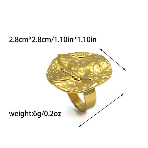 Wholesale Ring Stainless Steel Frosted Lava Texture Geometric Electroplated Unisex