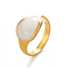 Wholesale Ring Stainless Steel Geometric Black And White Oil Dropping Oval Electroplated For Women