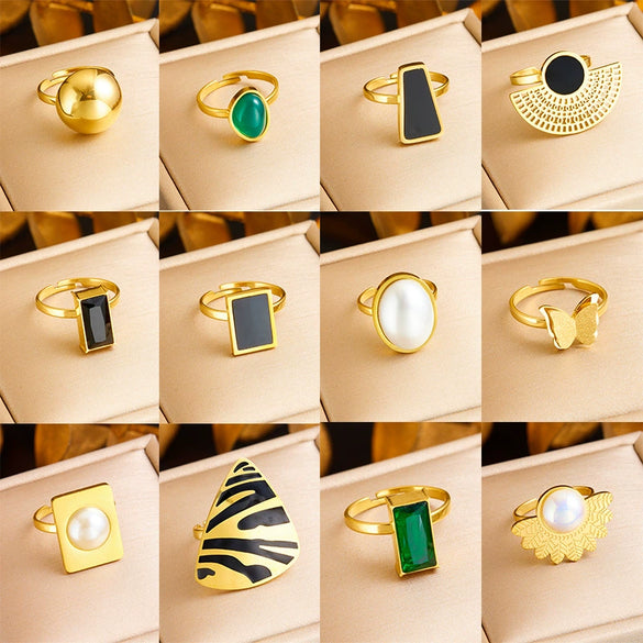 Wholesale Ring Stainless Steel Geometric Butterfly Opening Electroplated For Women