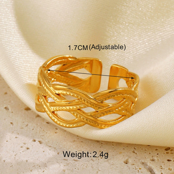 Wholesale Ring Stainless Steel Geometric Cross Opening Electroplated