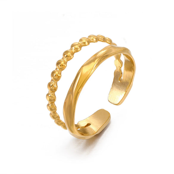 Wholesale Ring Stainless Steel Geometric Cross Opening Electroplated
