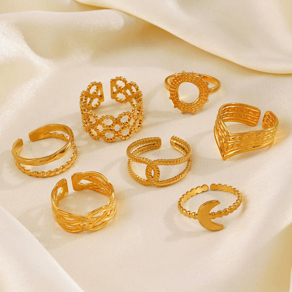 Wholesale Ring Stainless Steel Geometric Cross Opening Electroplated