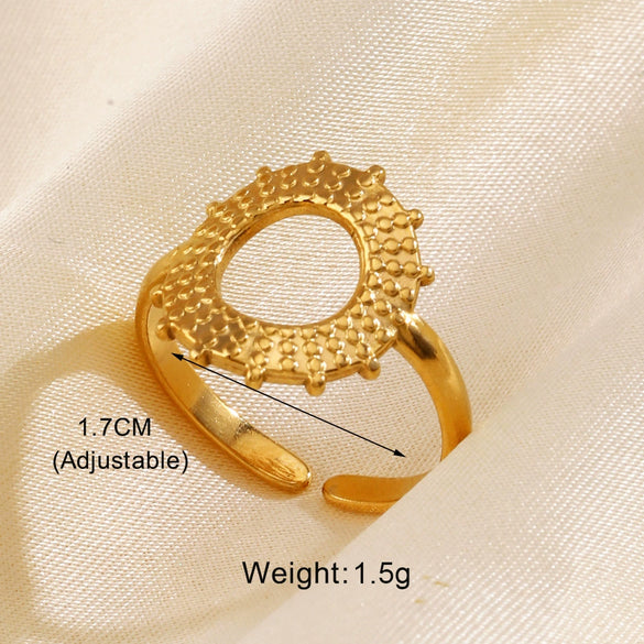 Wholesale Ring Stainless Steel Geometric Cross Opening Electroplated