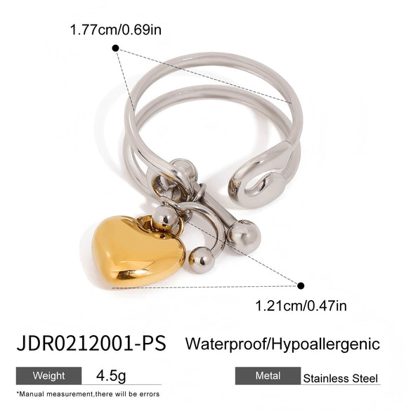 Wholesale Ring Stainless Steel Geometric Doublelayer Hollow Paperclip Style Electroplated