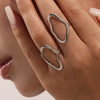 Wholesale Ring 316L Stainless Steel Geometric Electroplated Fashion Exaggerated Irregular Open