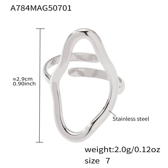 Wholesale Ring 316L Stainless Steel Geometric Electroplated Fashion Exaggerated Irregular Open
