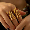 Wholesale Ring 316L Stainless Steel Geometric Electroplated Fashion Retro Exaggerated Hollow Multi Layer For Women