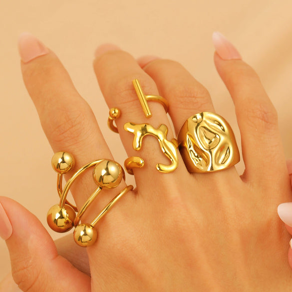 Wholesale Ring Stainless Steel Geometric Electroplated Jewelry For Women