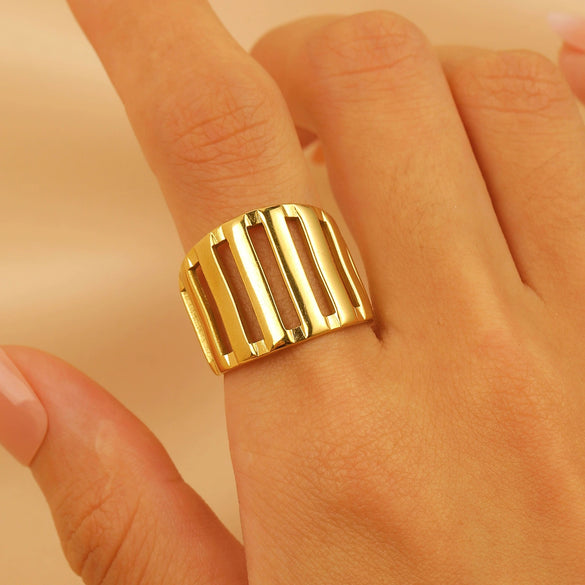 Wholesale Ring Stainless Steel Geometric Electroplated Jewelry For Women