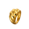 Wholesale Ring Stainless Steel Geometric Electroplated Real Gold Nonfading Horn Design Fashionable