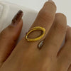 Wholesale Ring Stainless Steel Geometric Electroplated Static Luxury Style Gold And Silver Color Matching Simple Hollow Adjustable Opening