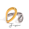 Wholesale Ring Stainless Steel Geometric Electroplated Static Luxury Style Gold And Silver Color Matching Simple Hollow Adjustable Opening