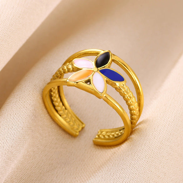 Wholesale Ring Stainless Steel Geometric Electroplated