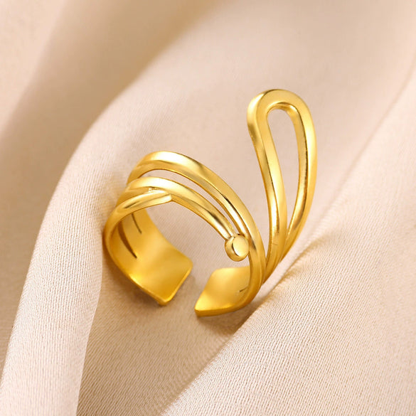 Wholesale Ring Stainless Steel Geometric Electroplated