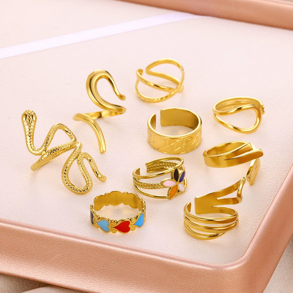 Wholesale Ring Stainless Steel Geometric Electroplated