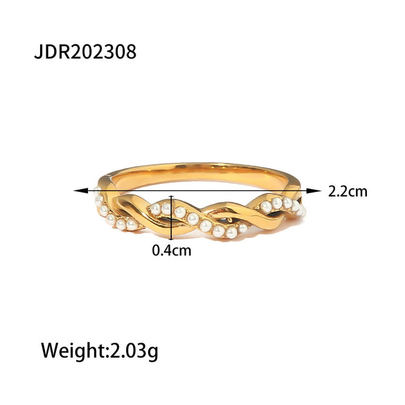Wholesale Ring Stainless Steel Geometric Electroplating Cross Set Pearl