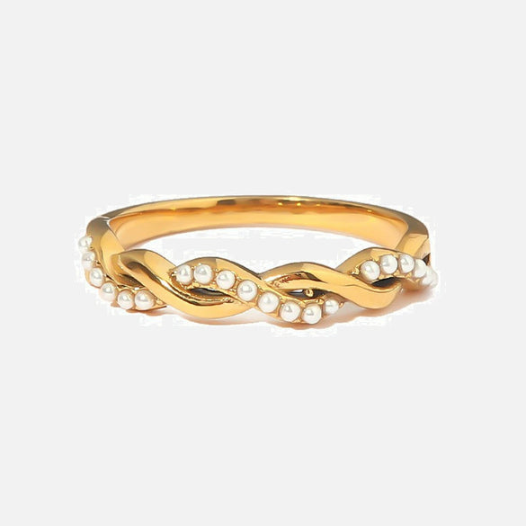 Wholesale Ring Stainless Steel Geometric Electroplating Cross Set Pearl
